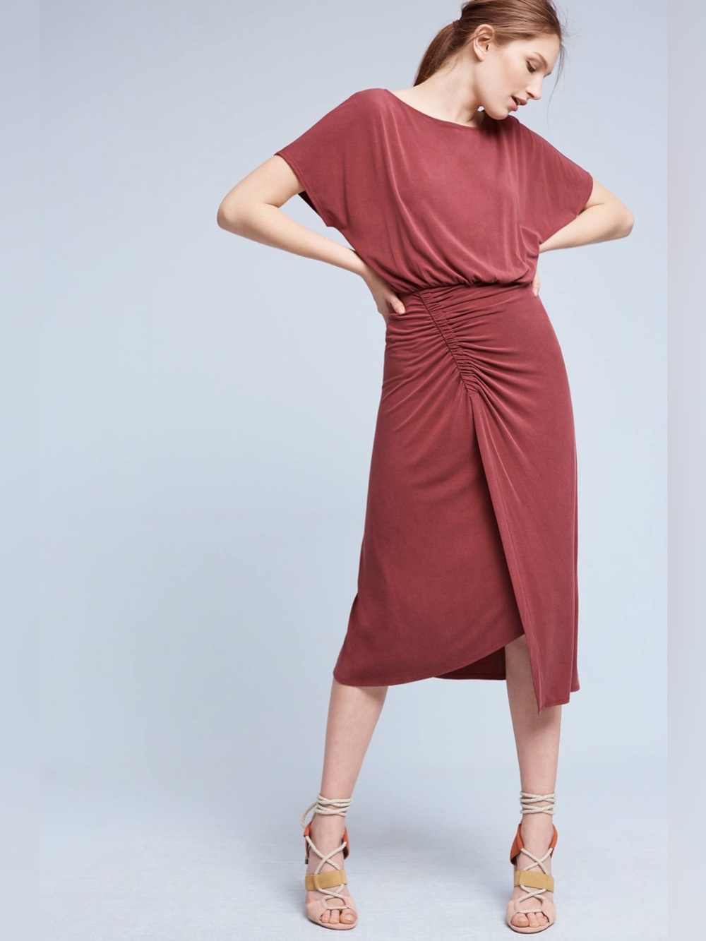 Moulinette Souers Etta Ruched Midi Dress Size Small